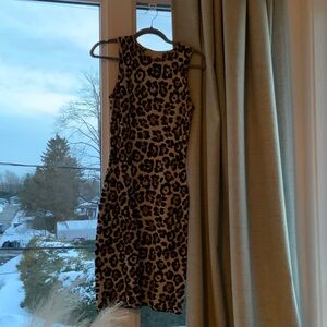 MICHAEL Michael Kors Leopard Print Midi Dress - Brown & Black